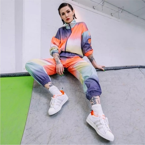 Adidas x Girls are Awesome Collab Track Pants Warm Up Pants Tie Dye Colourful Lg - Picture 3 of 11